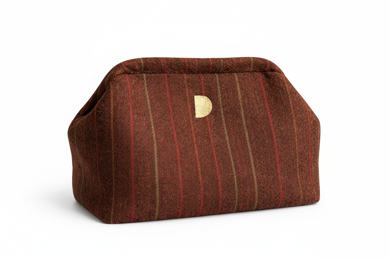 Clutch Tulipán burdeos con rayas